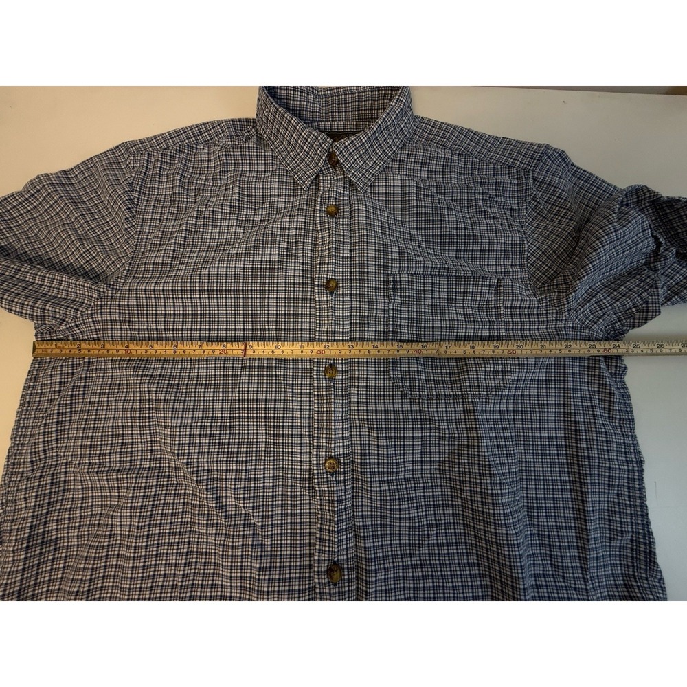 Eddie Bauer Sport Shop Shirt Men's Large Blue Check Short Sleeve Cotton Hiking - Picture 7 of 10